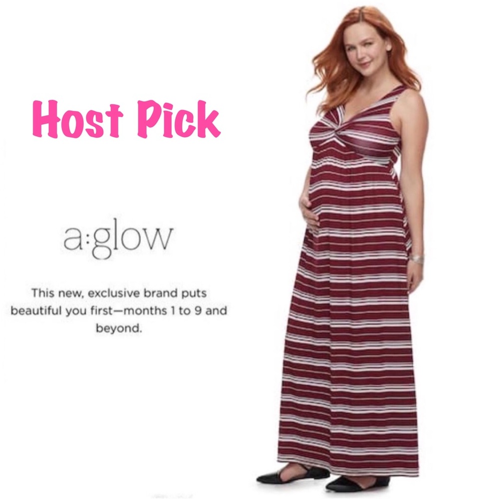SOLD a:glow Maternity Burgundy Knot Maxi Dress - Picture 1 of 6